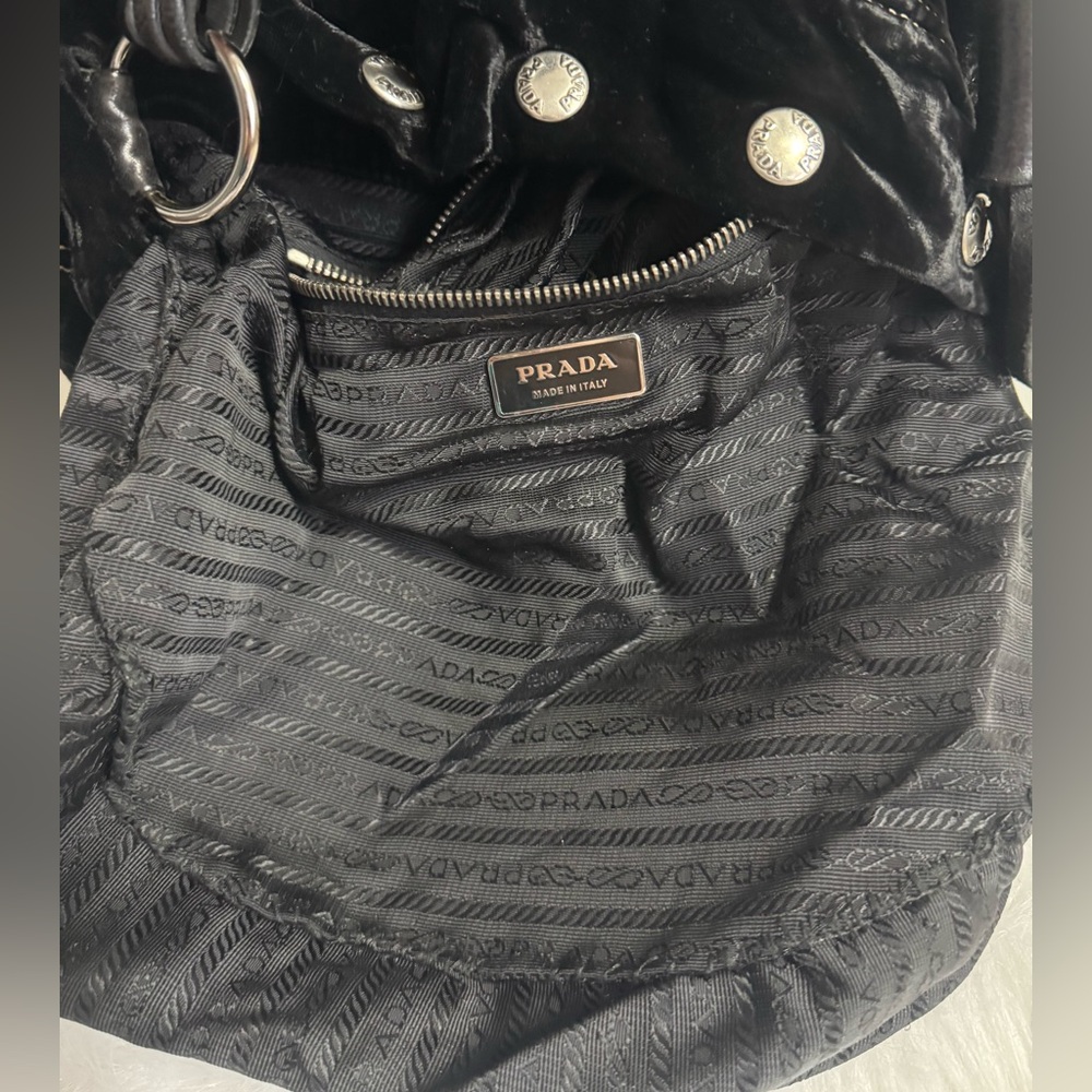 PRADA Black Velvet Women's Hobo Bag - Picture 10 of 12